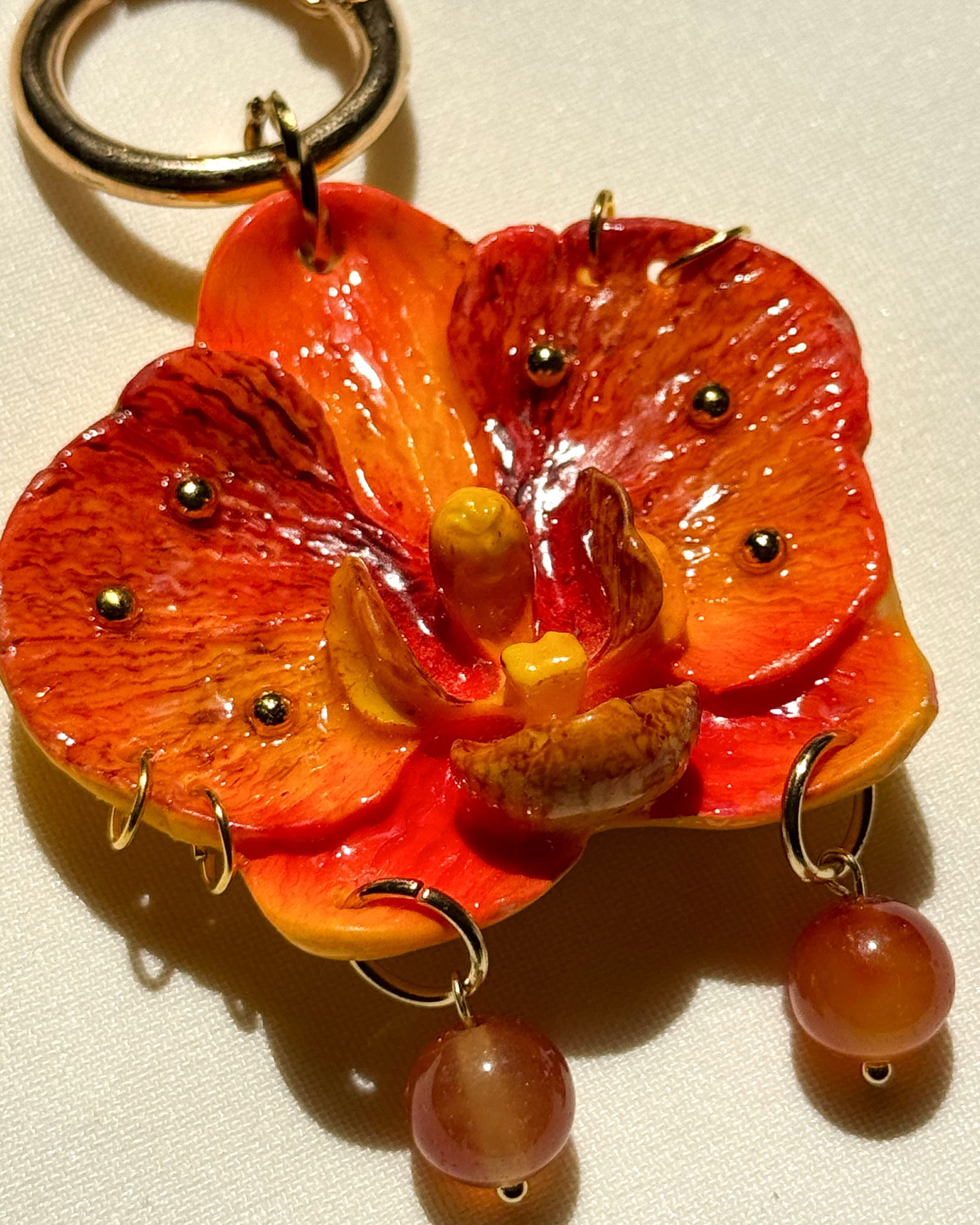Narancssárga Orchidea Táskadísz