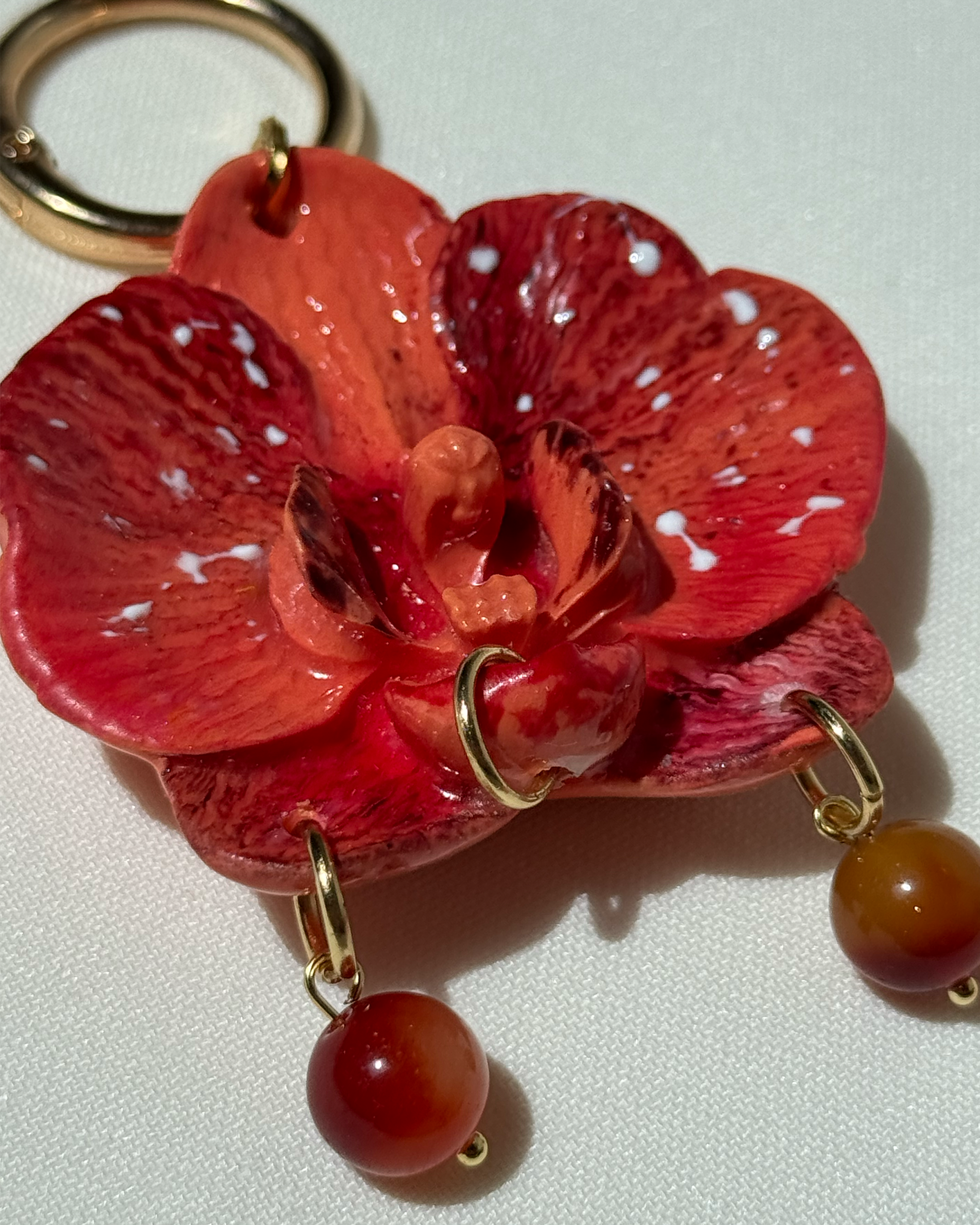 Narancssárga Orchidea Táskadísz